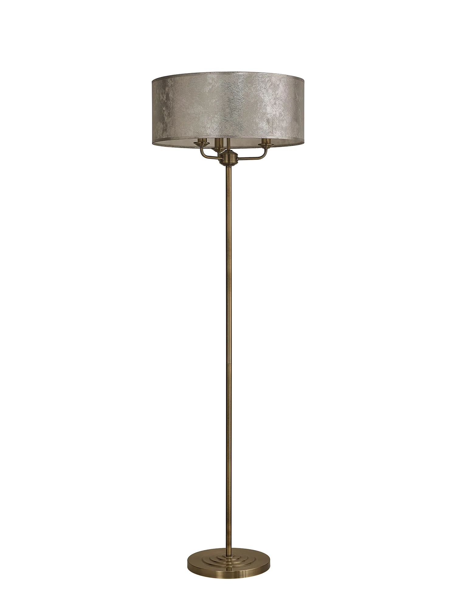 Banyan 45cm 3 Light Floor Lamp Antique Brass; Silver Leaf DK0920  Deco Banyan AB SL